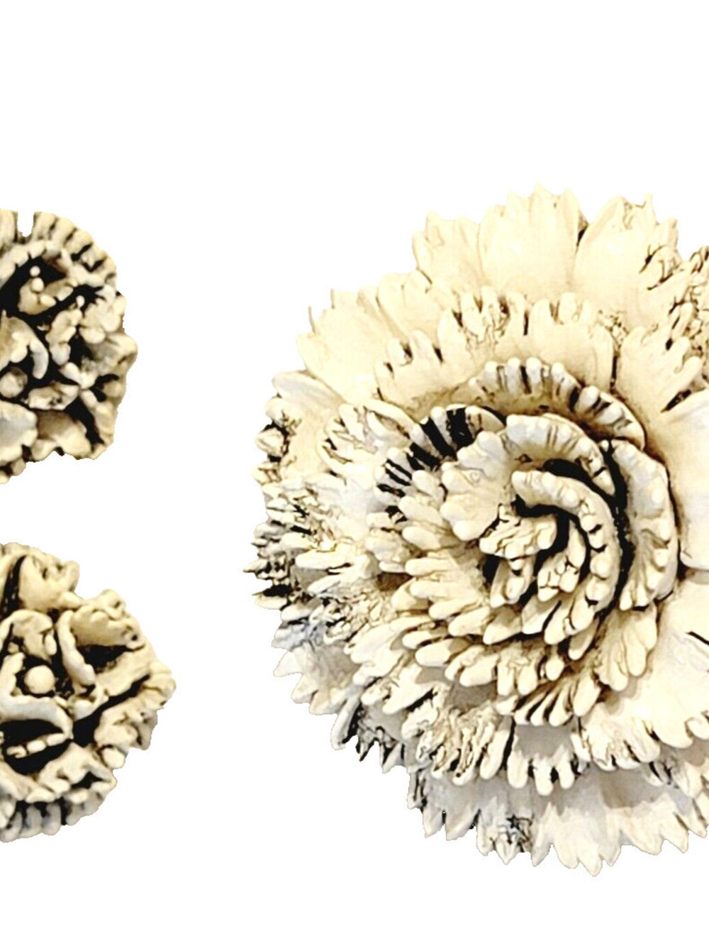 Vintage Brooch & Clip On Earrings Jewelry Set Flower Pin Mid-Century js-